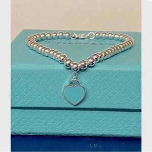 Tiffany blue heart beaded bracelet